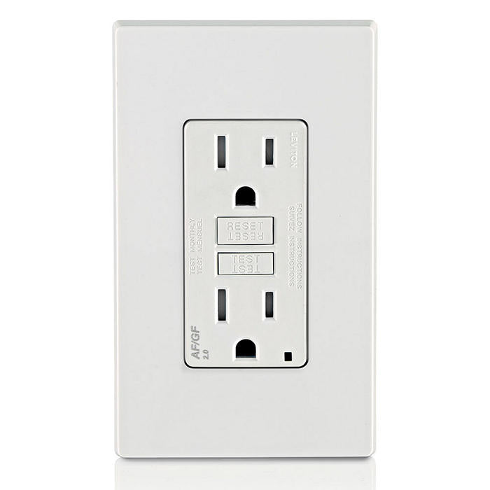 Leviton AGTR1-W Tamper-Resistant Dual-Function AFCI/GFCI Outlet with LED Indicator Light, 15 Amp, White