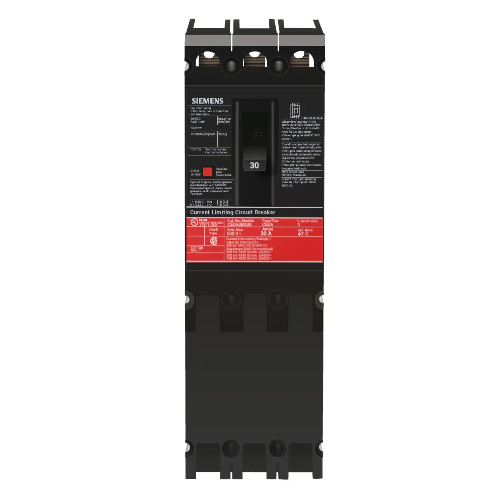 CED63B030 | Siemens Molded Case Circuit Breaker, 30A, 600V