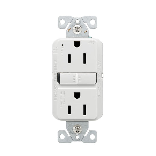 Eaton Arc Fault Receptacle/Outlet, 15A,  White, front facing