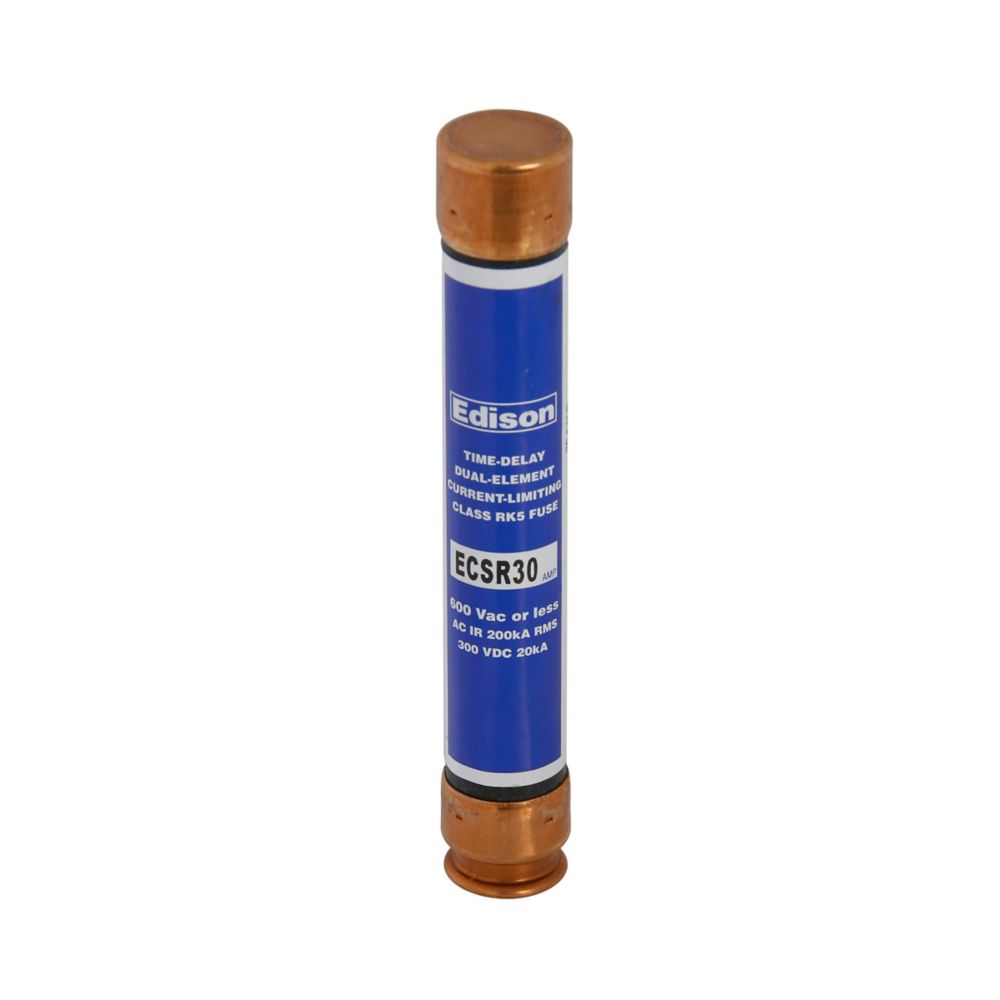 Edison fuse with blue label on a white background