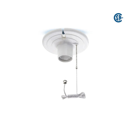 Pull Chain Lamp Holder, E26 Base, White