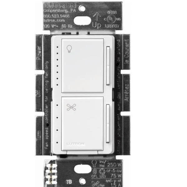 Lutron MACL-LFQ-WH Maestro Fan Control and Light Dimmer for dimmable LEDs, White
