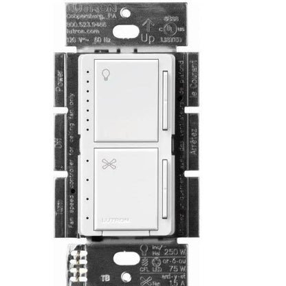 Lutron MACL-LFQ-WH Maestro Fan Control and Light Dimmer for dimmable LEDs, White