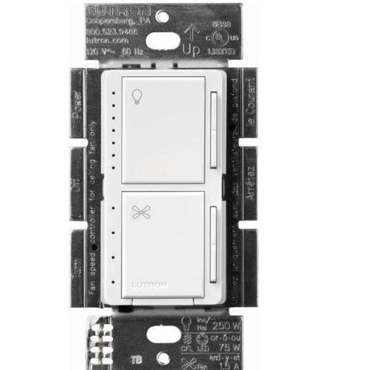 Lutron MACL-LFQ-WH Maestro Fan Control and Light Dimmer for dimmable LEDs, White