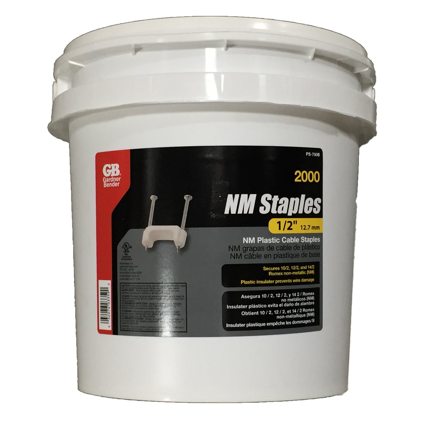 Gardner Bender PS-750B 1/2 in, Plastic Polyethylene NM Cable Staple, White, (2000/Bucket)
