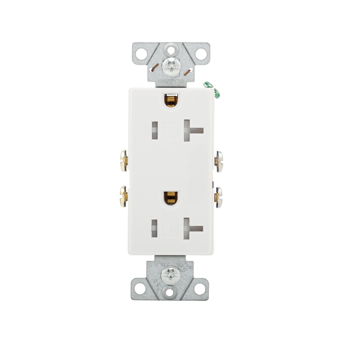 Eaton TR1307W Tamper-Resistant White Residential Grade Decorator Duplex Receptacle