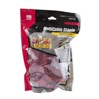 Gardner Bender MCS-20W SnapSHOT Multi-Cable Staple, Red, (20/pk)