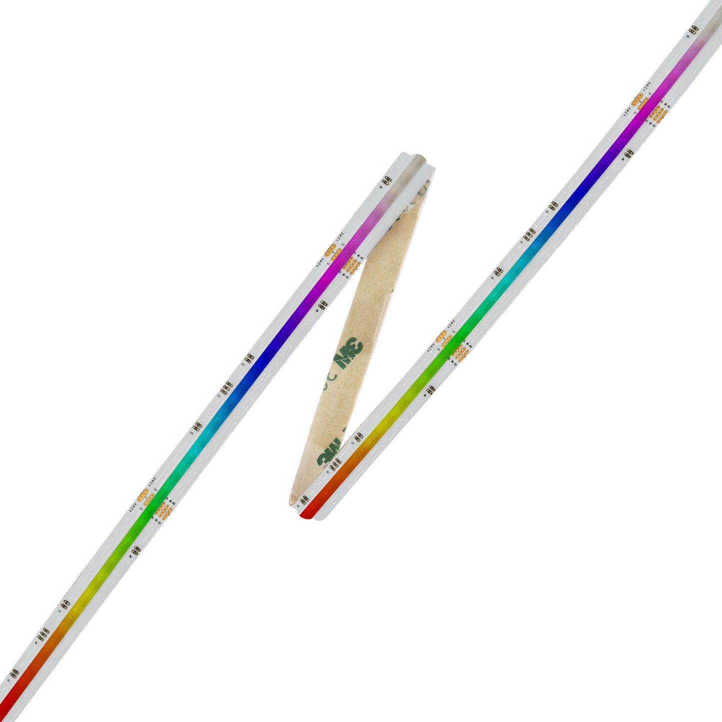 24V RGBW COB LED Tape Light | RGB+White Dot-Free Flexible Strip, 10mm