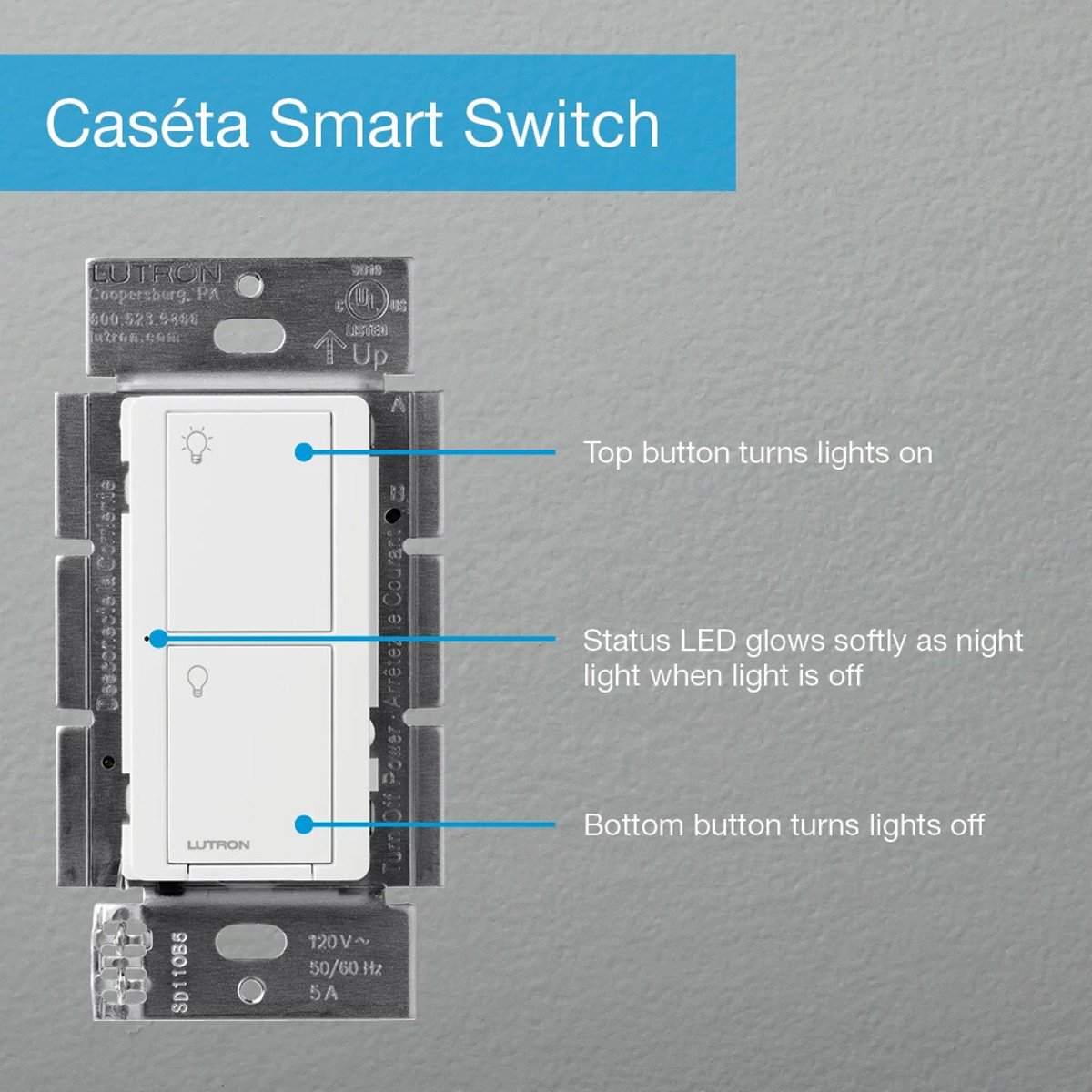 Lutron PD-6ANS-WH Caseta Wireless Multi-Location Switch