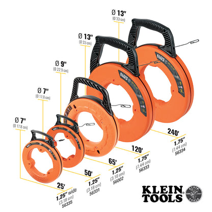 Klein Tools 56334 Steel Fish Tape, 1/8-Inch x 240-Foot