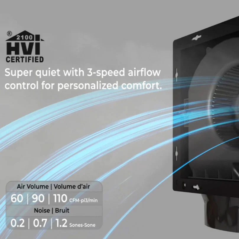 Visper VF60110VS1 Exhaust Fan | 60/90/110 CFM Energy Star Quiet Bathroom Fan