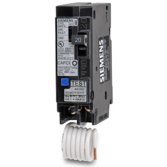 QA120AFCCSA - Siemens 20 Amp Single Pole Arc Fault (AFCI) Breaker